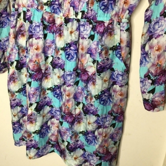 Wyatt Collection Floral Silk Long Sleeve Dress Size Medium - Picture 12 of 14